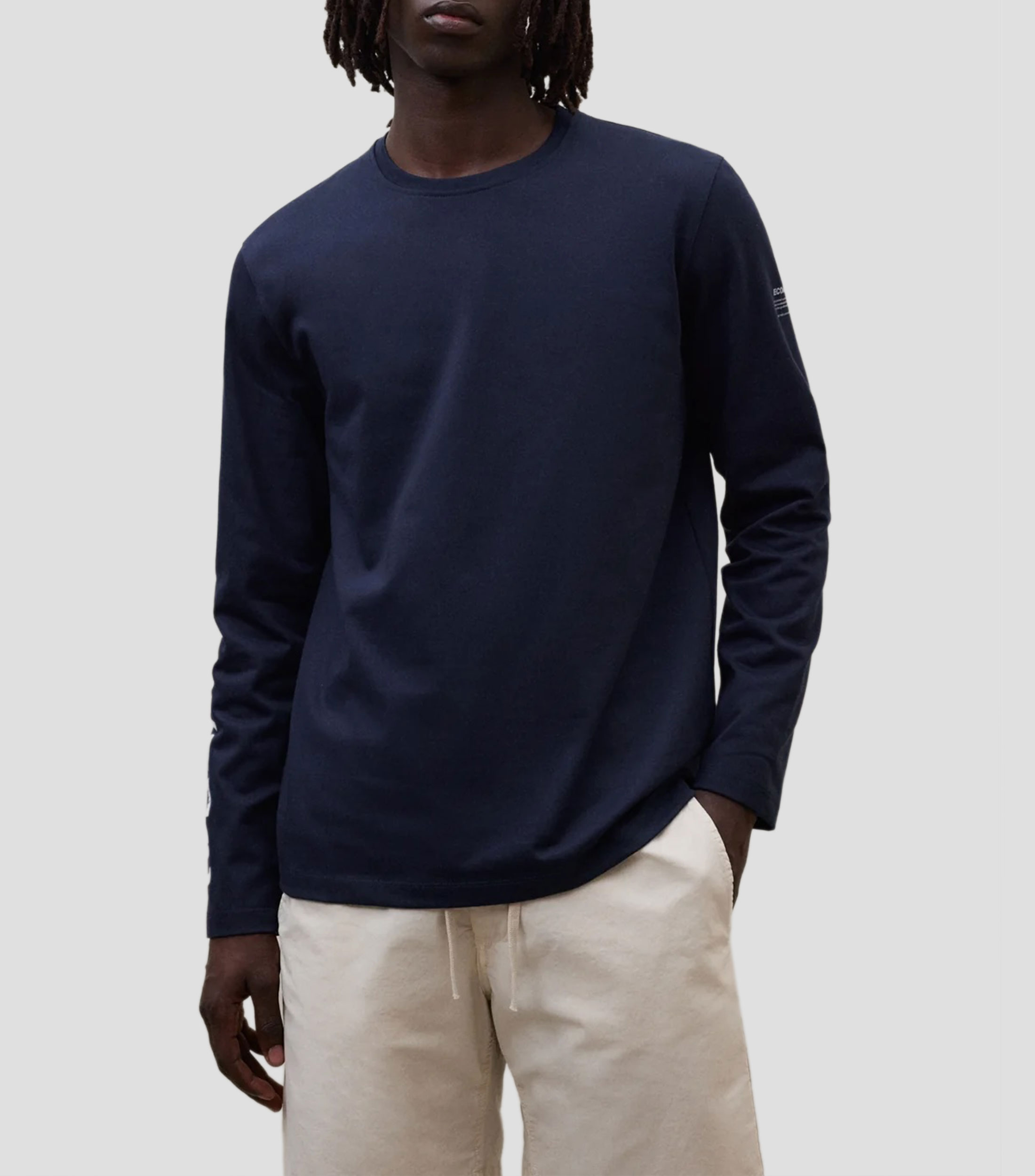 Playera cuello redondo manga larga estampada Hombre